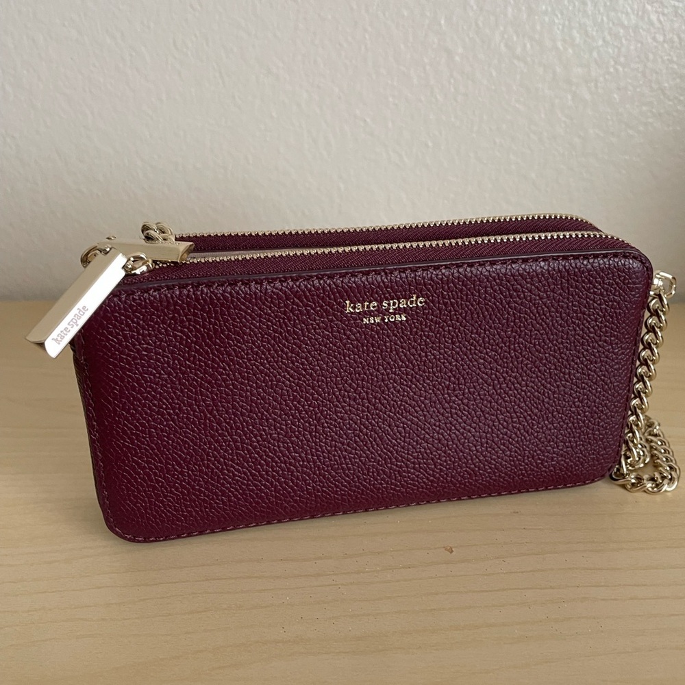 Kate Spade Margaux Double Zip Crossbody in Dark Cherry